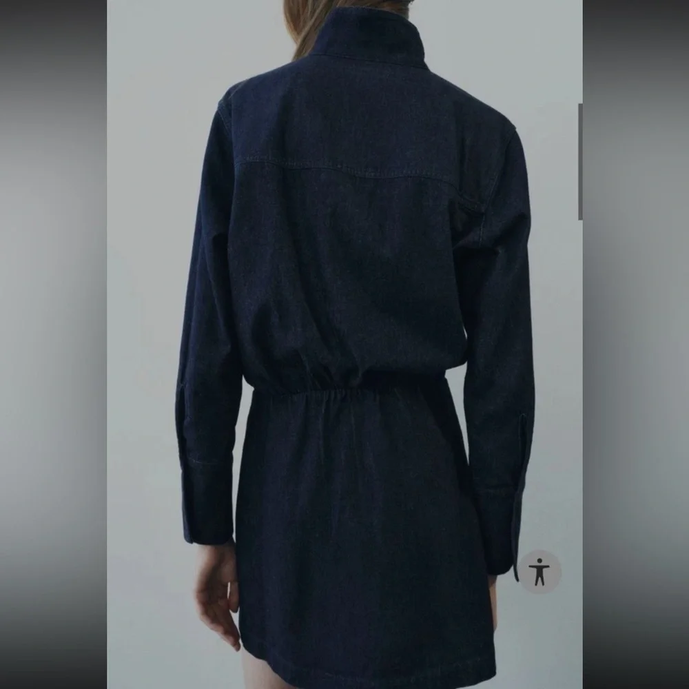 Zara Chic Denim Button-Up Dress XS - Picture 2 of 7